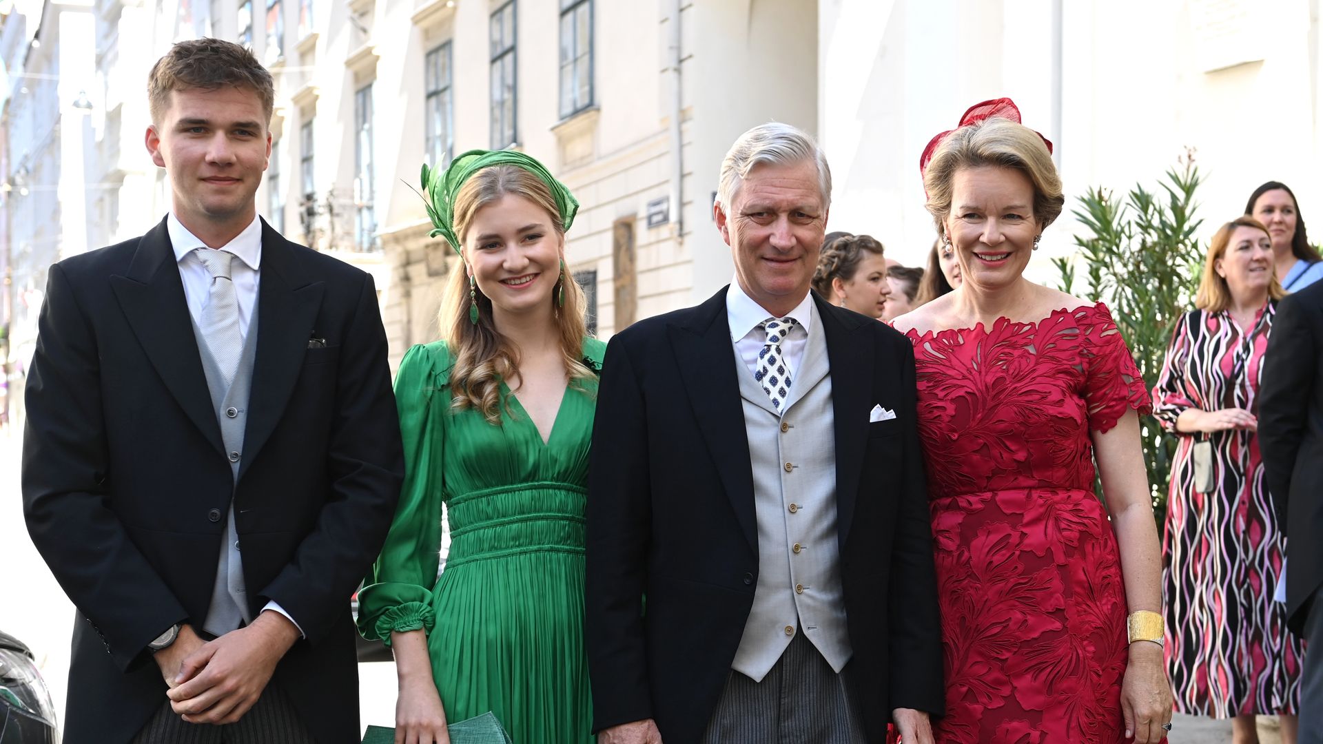 La familia real belga, en la boda de Isabel von Habsburg-Lothringen en Viena, Austria