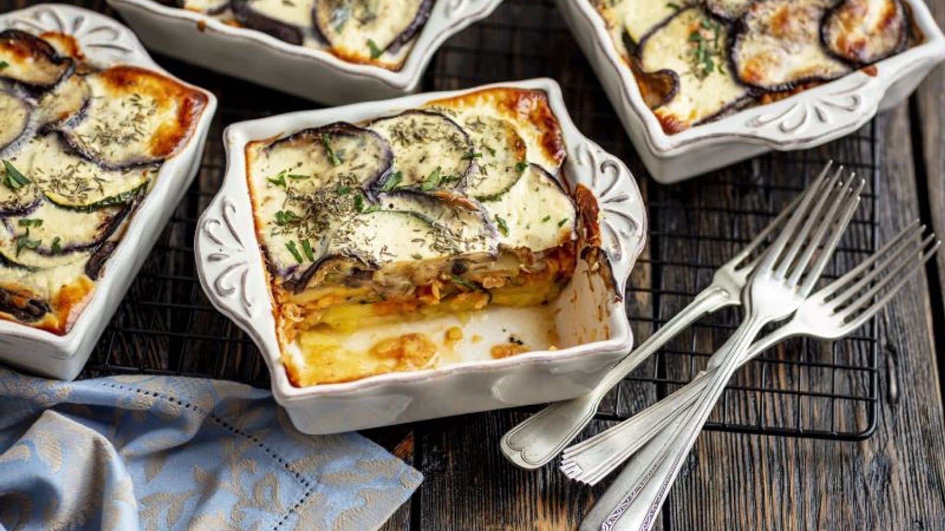 'Moussaka' vegetariana con lentejas
