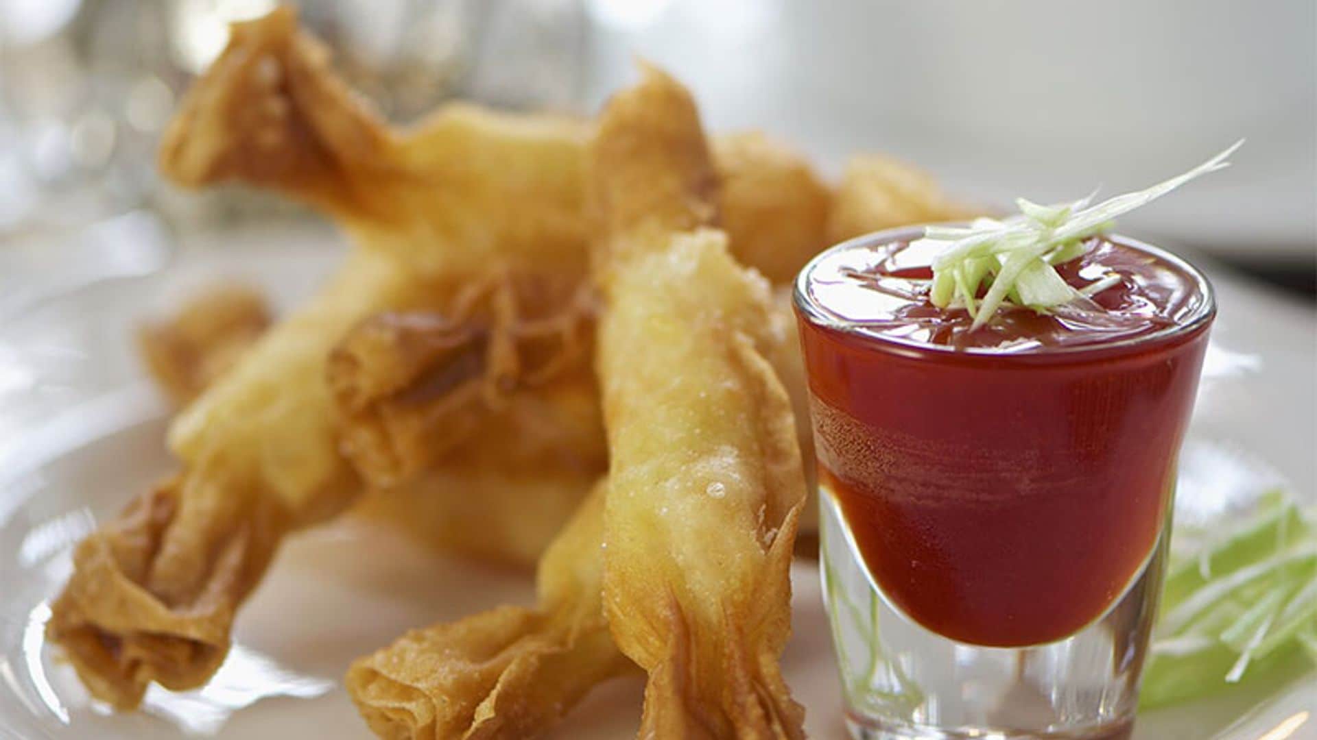 'Briks' de langostinos con salsa agripicante
