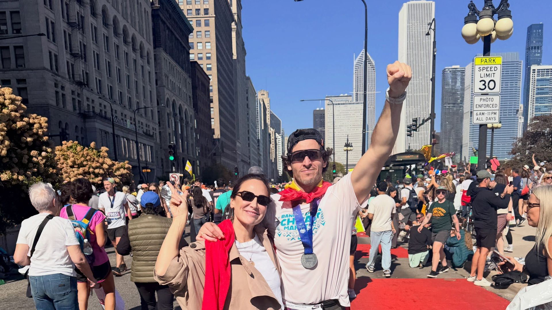 Tamara Falcó e Iñigo Onieva en la maratón de Chicago
