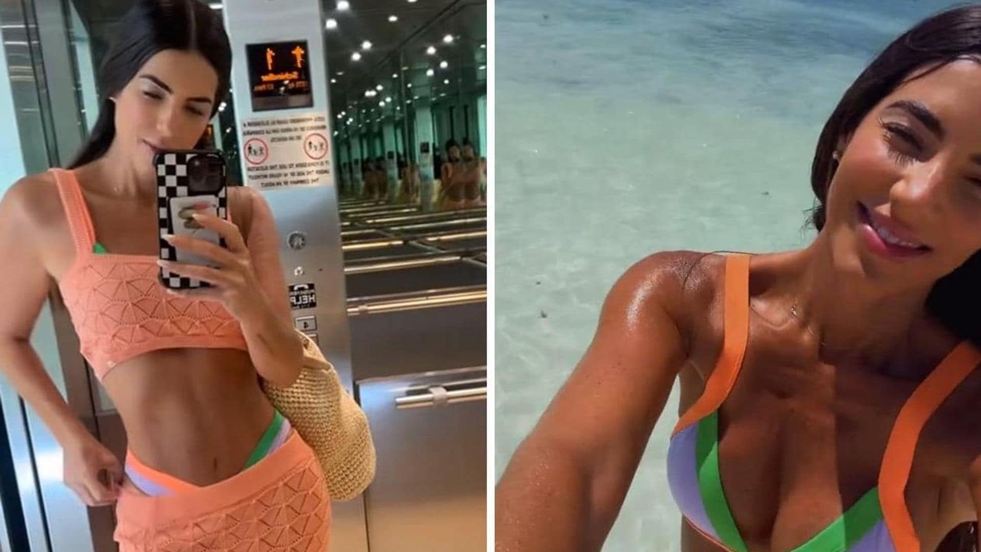 Gaby Espino disfruta de un soleado día en la playa luciendo su abdomen en bikini