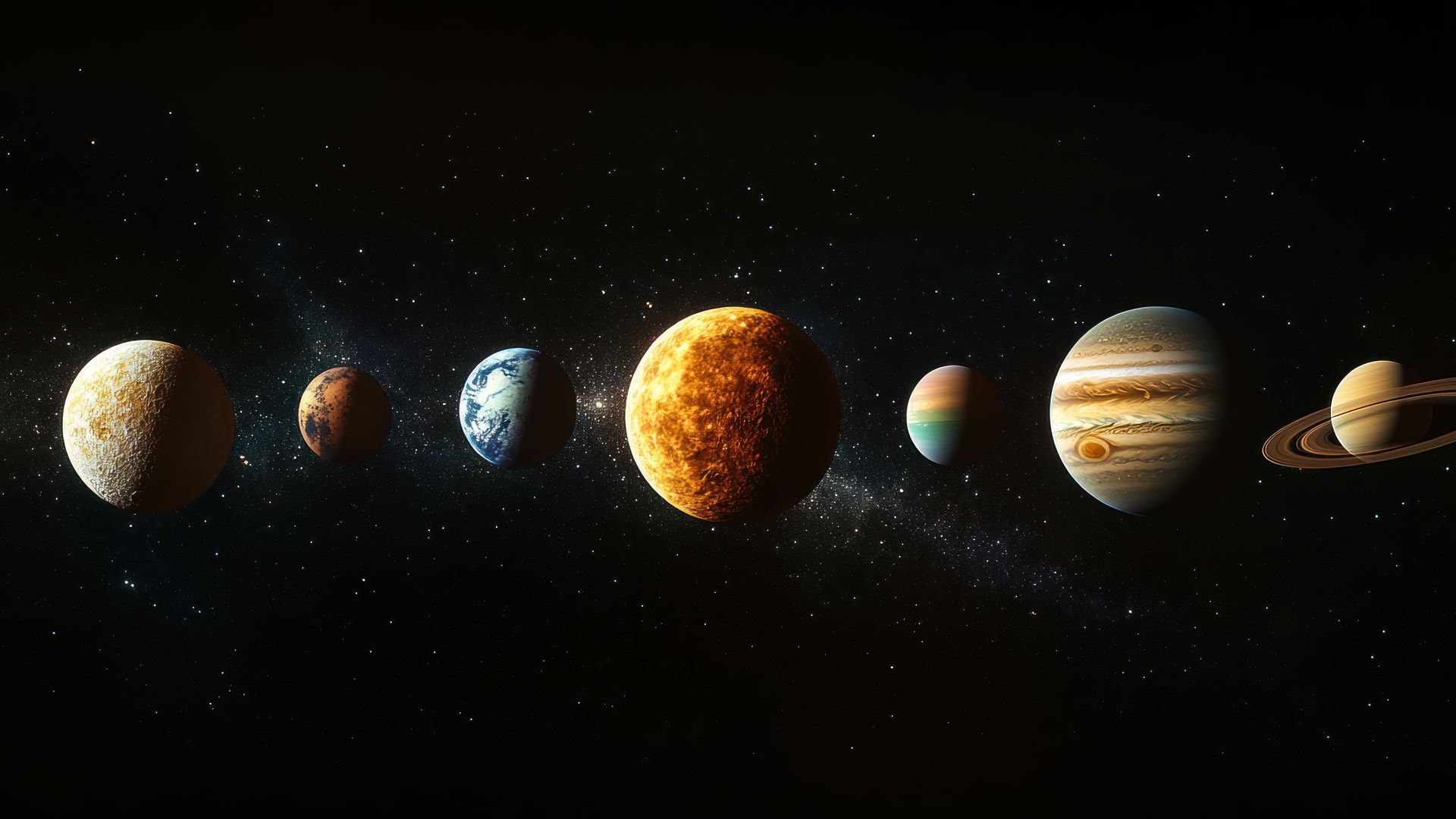 Planetas rotando sobre sí mismos en el espacio