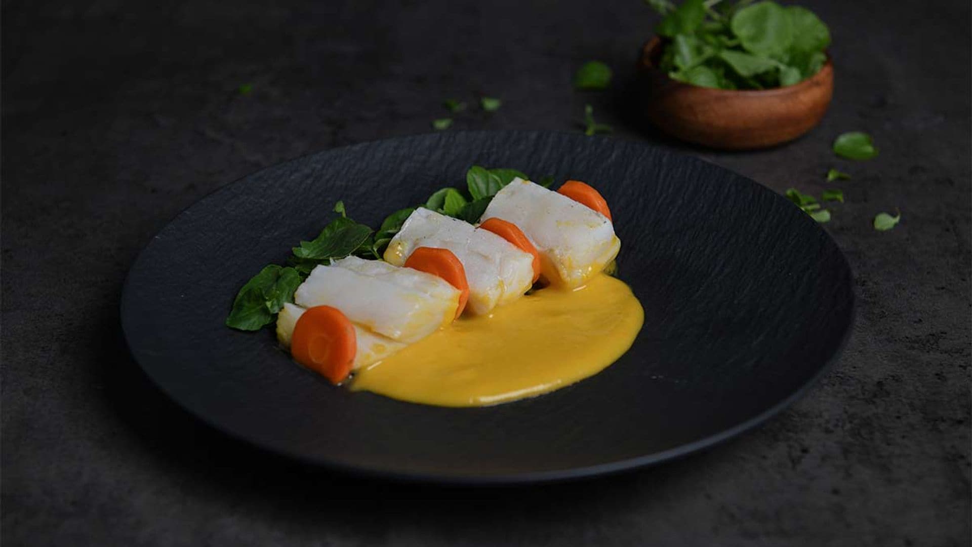 Bacalao con crema de porrusalda