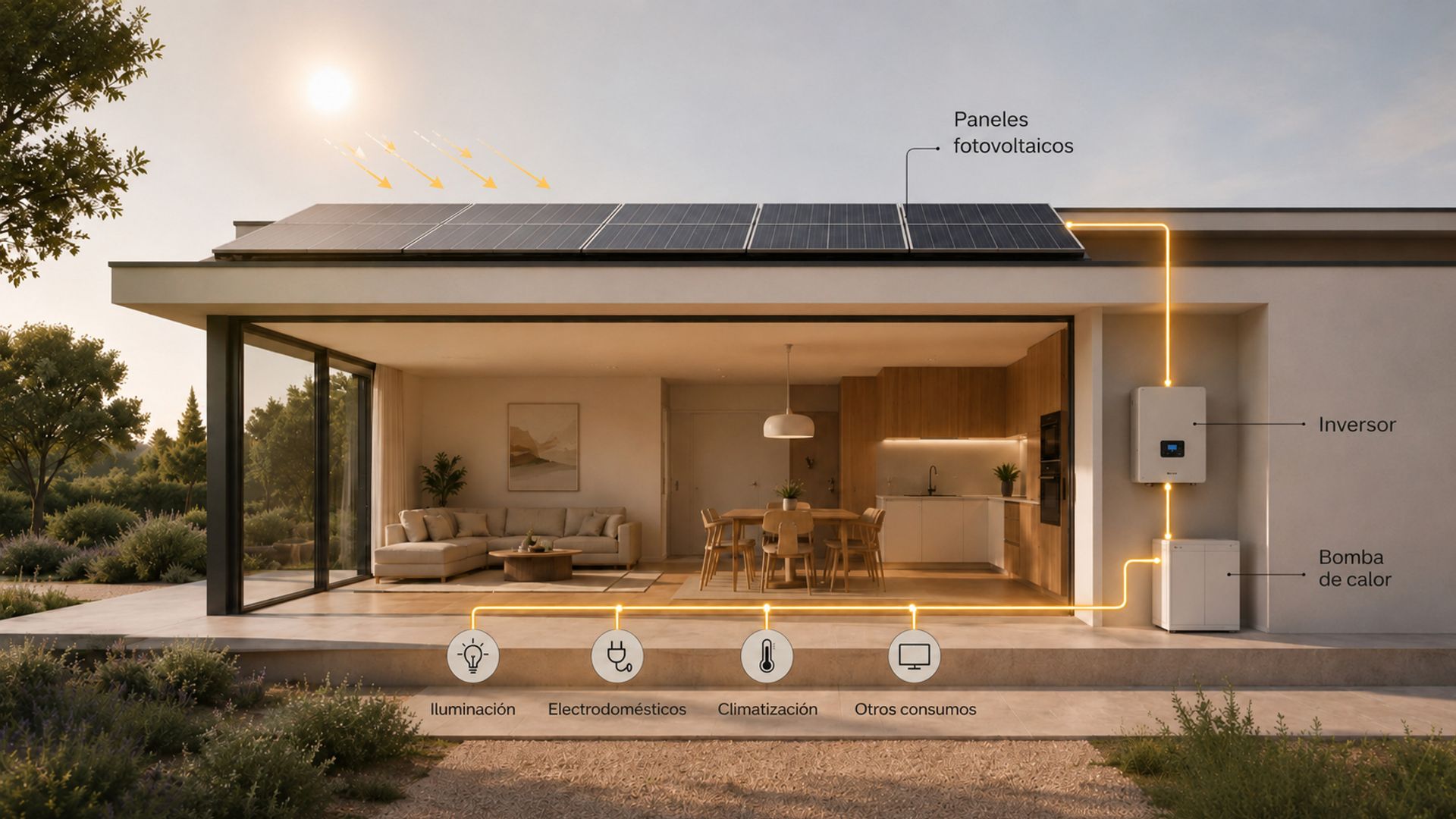 Cómo funciona una casa con placas fotovoltaicas