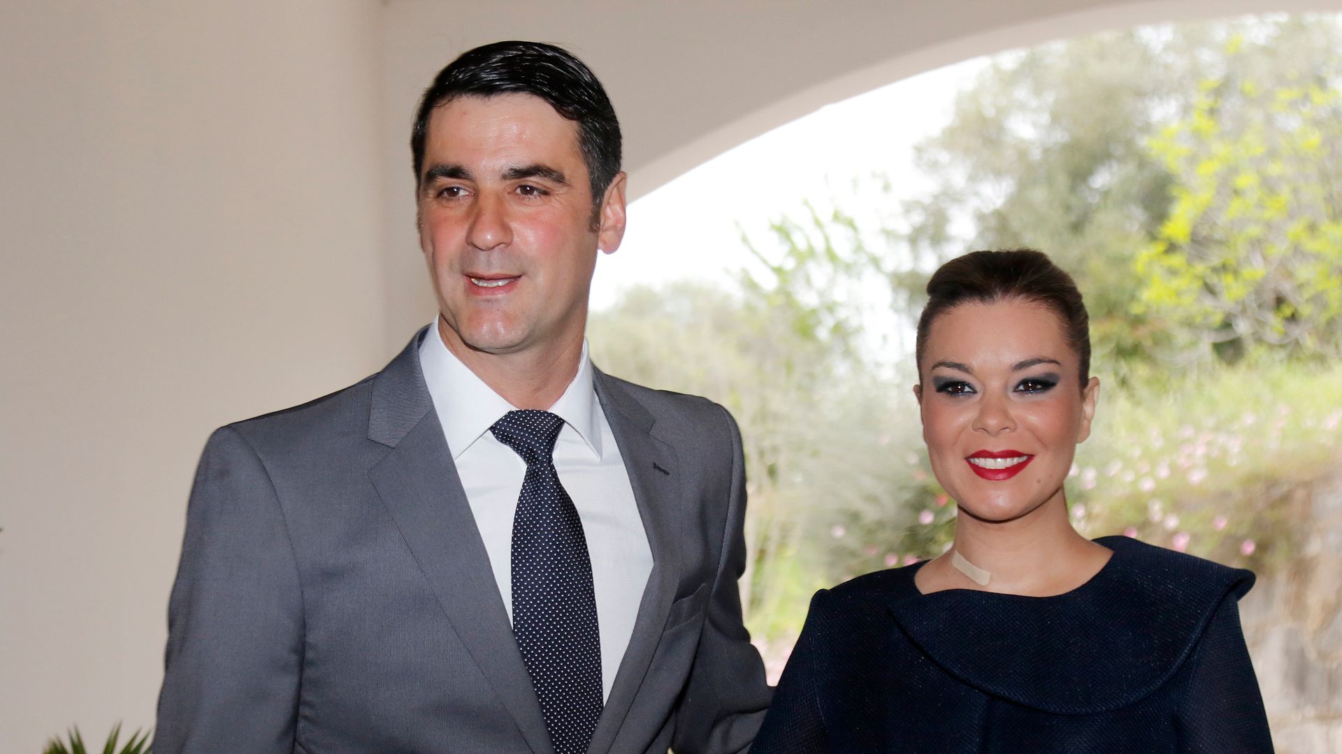 Jesulín de Ubrique y María José Campanario en el bautizo de su sobrino Víctor, celebrado el 3 de abril de 2016 en Sevilla 