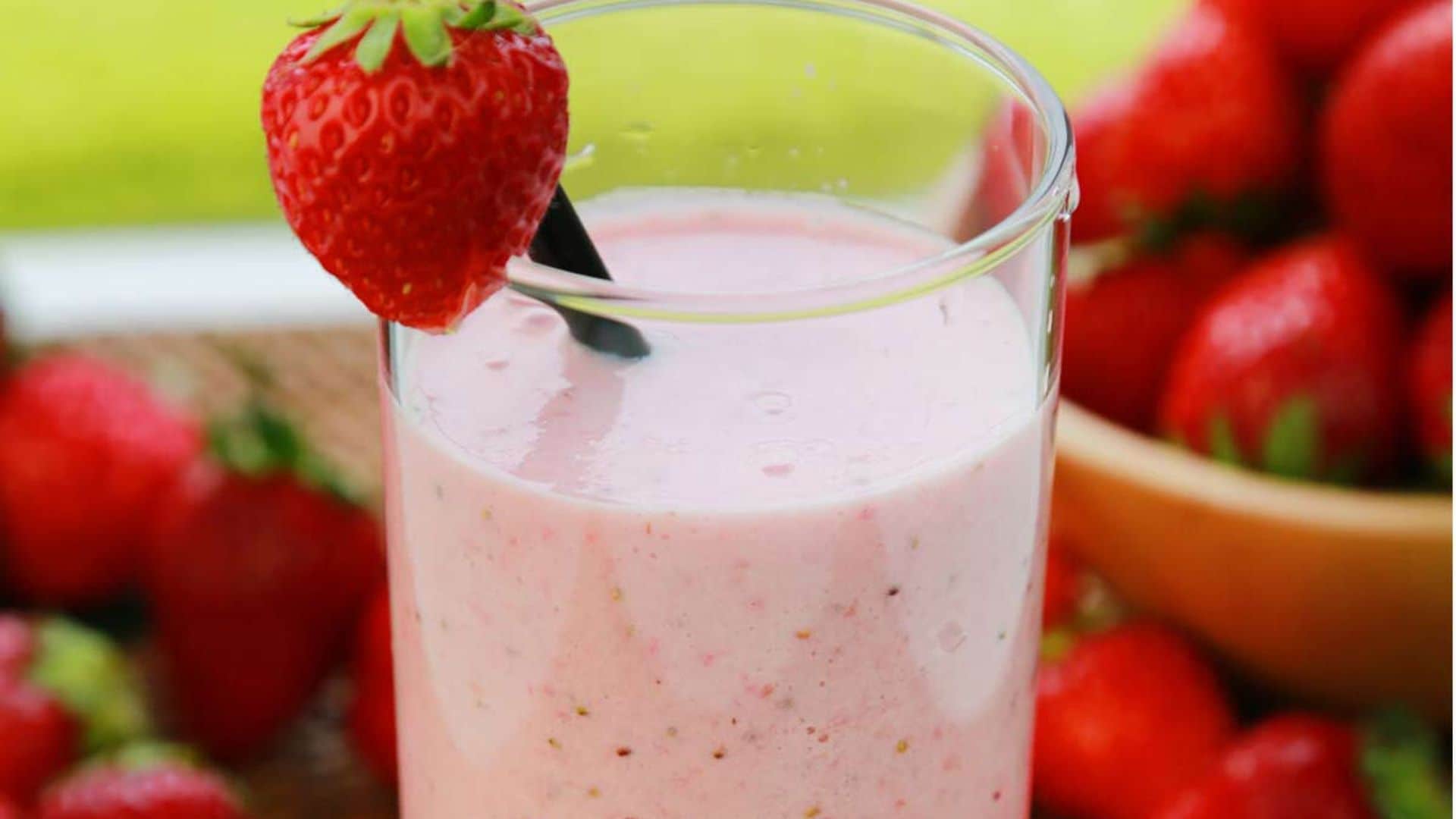 Batido de fresas con miel de brezo