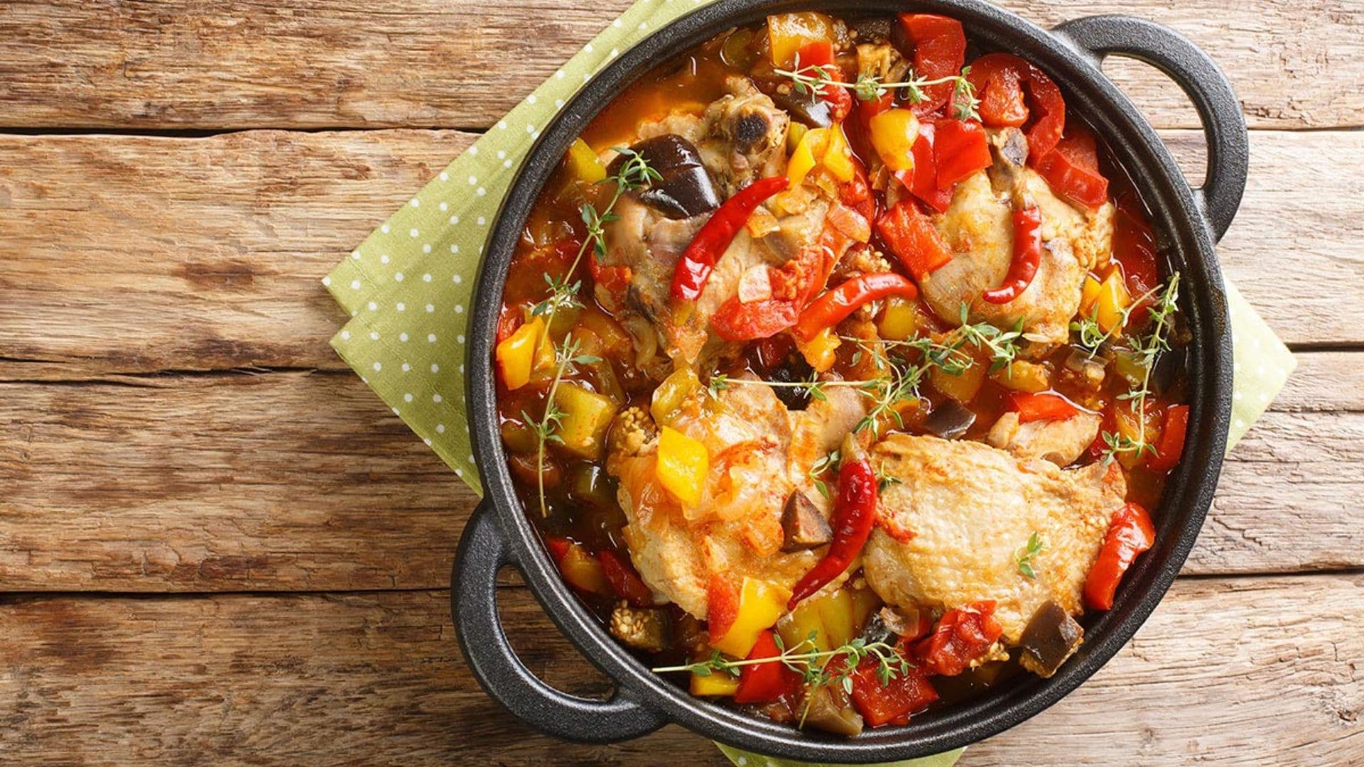 Pollo guisado con verduras