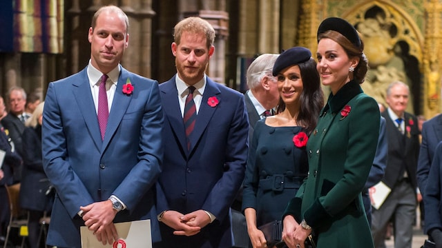 Guillermo, Harry, Meghan y Kate en una imagen de archivo, llegando a Westminster Abbey