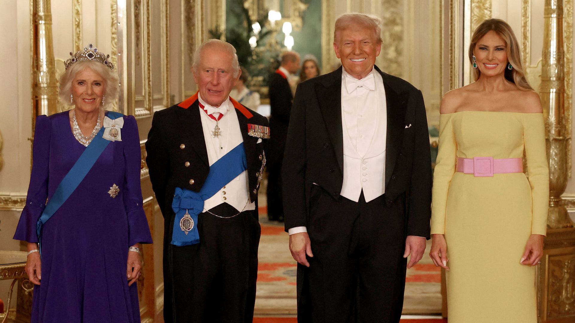 La reina Camilla y el rey Carlos III junto a Donald Trump y Melania Trump