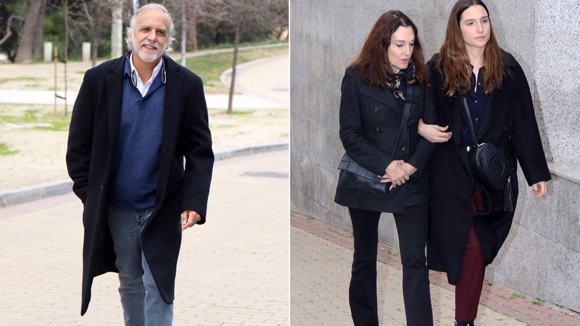 Cristina Iglesias, arropada por su hija, en la despedida de su pareja Plácido Arango