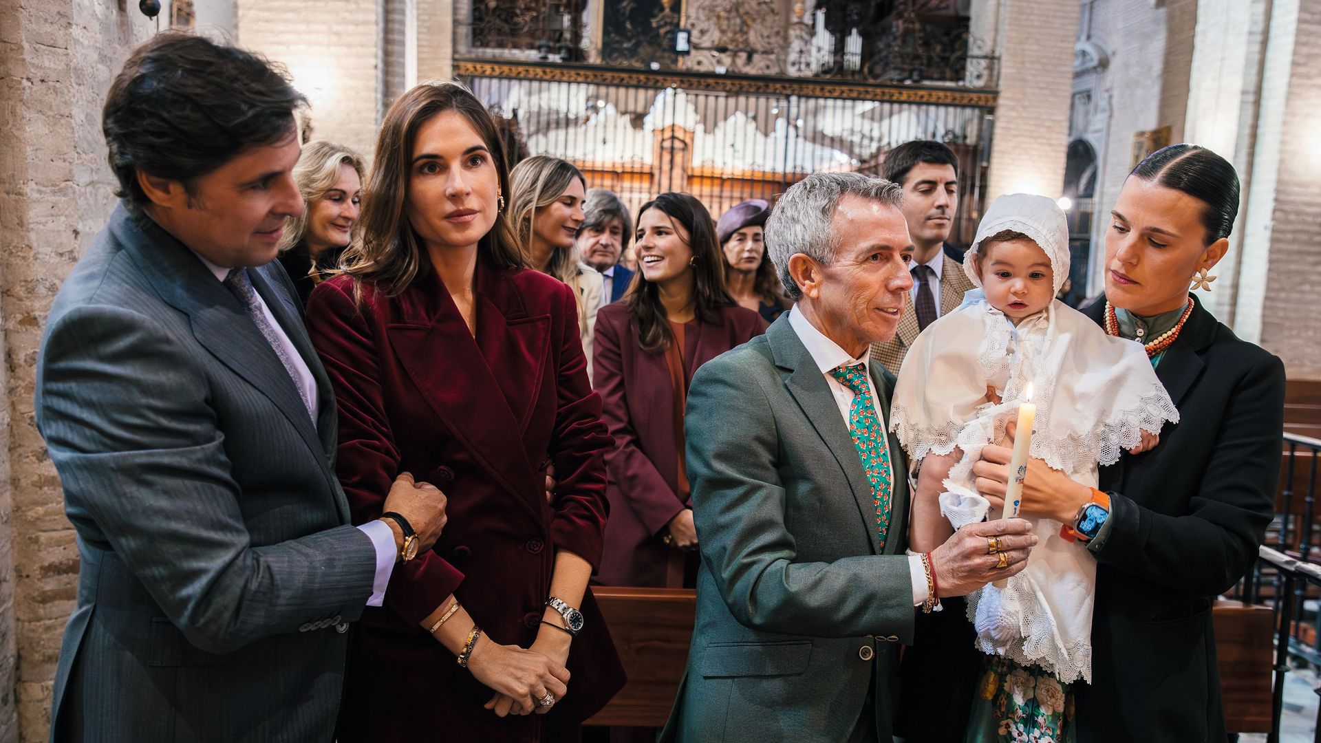 Francisco y Lourdes junto a los padrinos de Nicolás, el empresario José Luis López, "el Turronero", y Paloma Rojas-Marcos