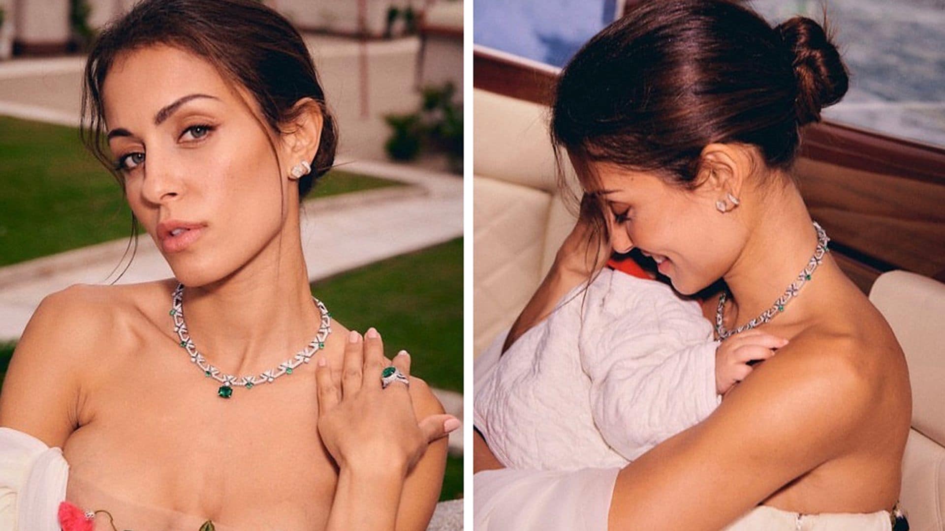 ¡Madraza y estrella de cine! El deslumbrante look de Hiba Abouk mientras se come a besos a su hijo Naím