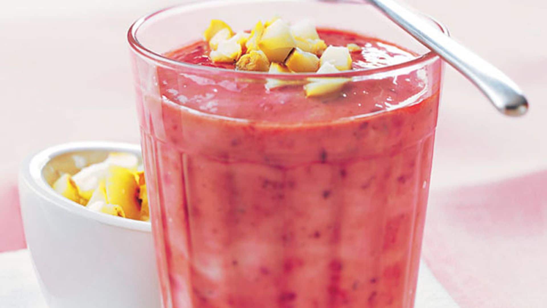 Batido de leche de soja con arándanos