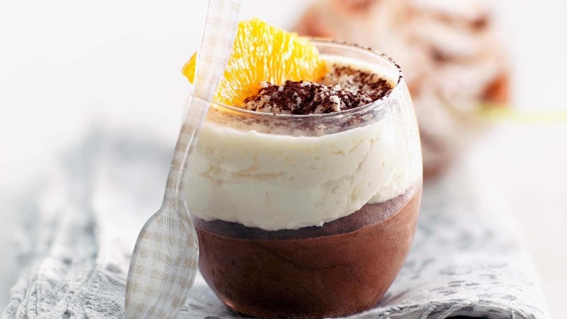 Dúo de 'mousse' de chocolate