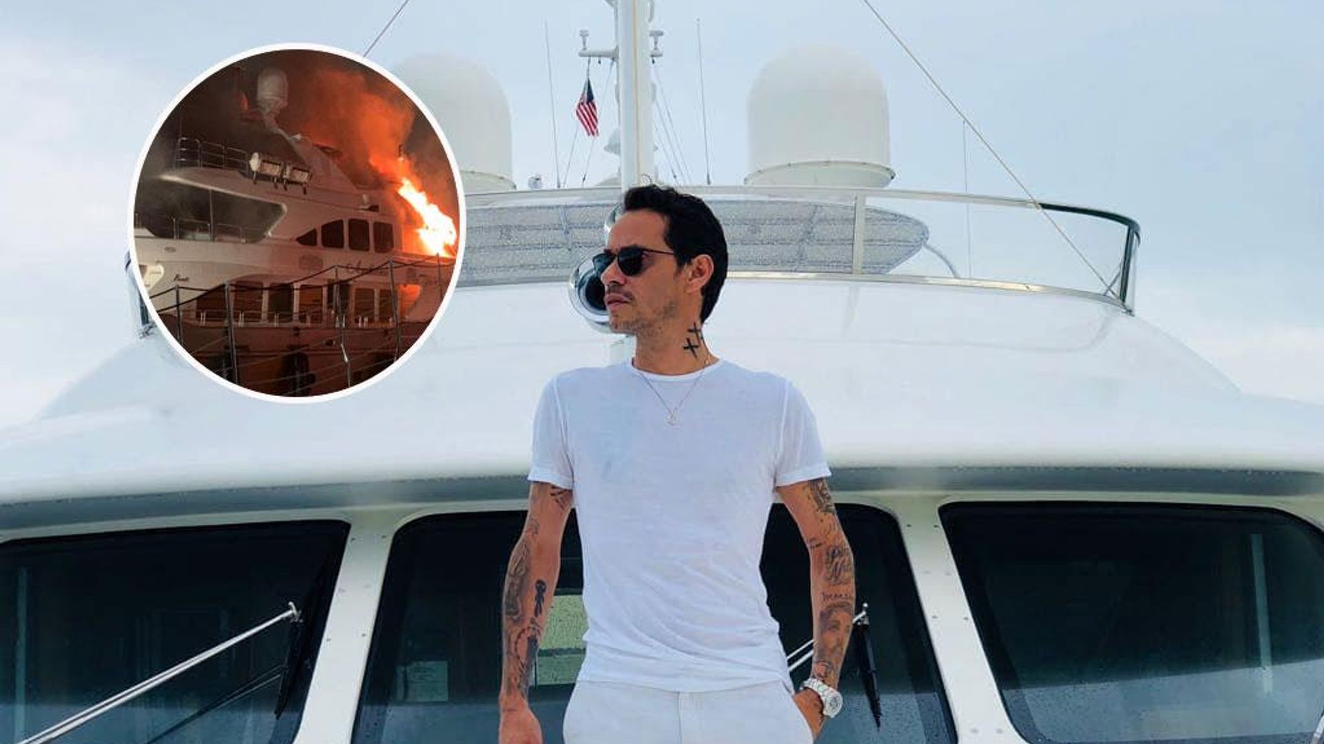 El lujoso yate de Marc Anthony se vuelca e incendia en Miami