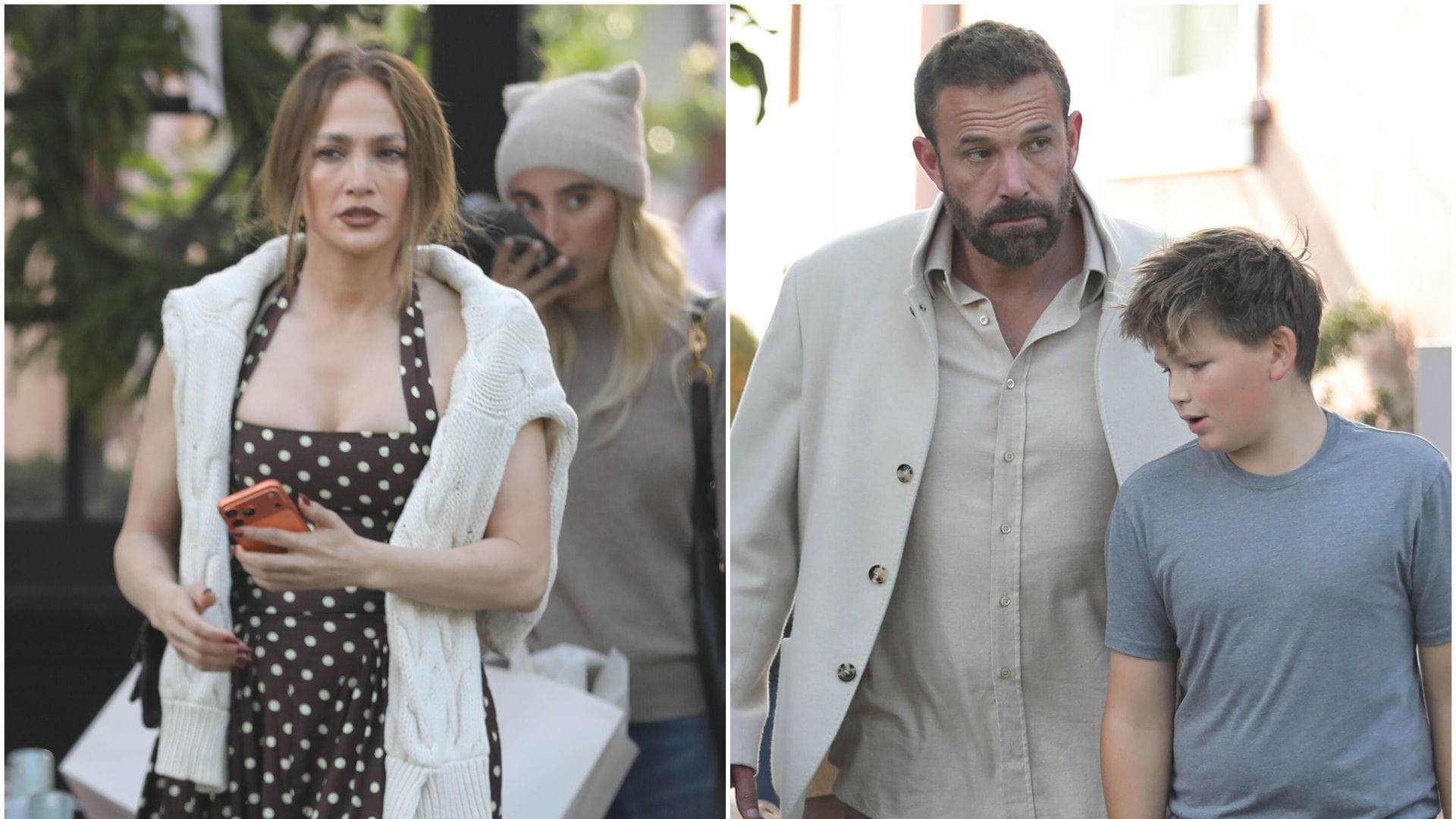 Jennifer Lopez coincidió con Ben Affleck y su hijo Samuel en una salida de compras.