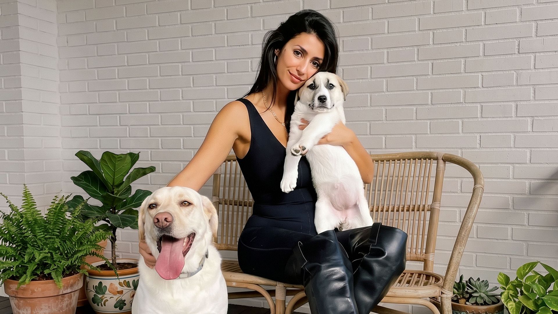 Noor Ben yessef junto a su pequeña familia canina