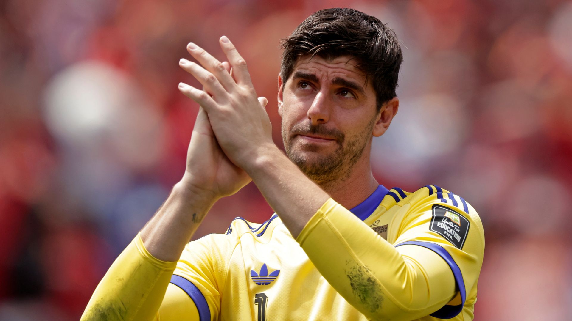 Thibaut Courtois, en el partido de España contra Bélgica