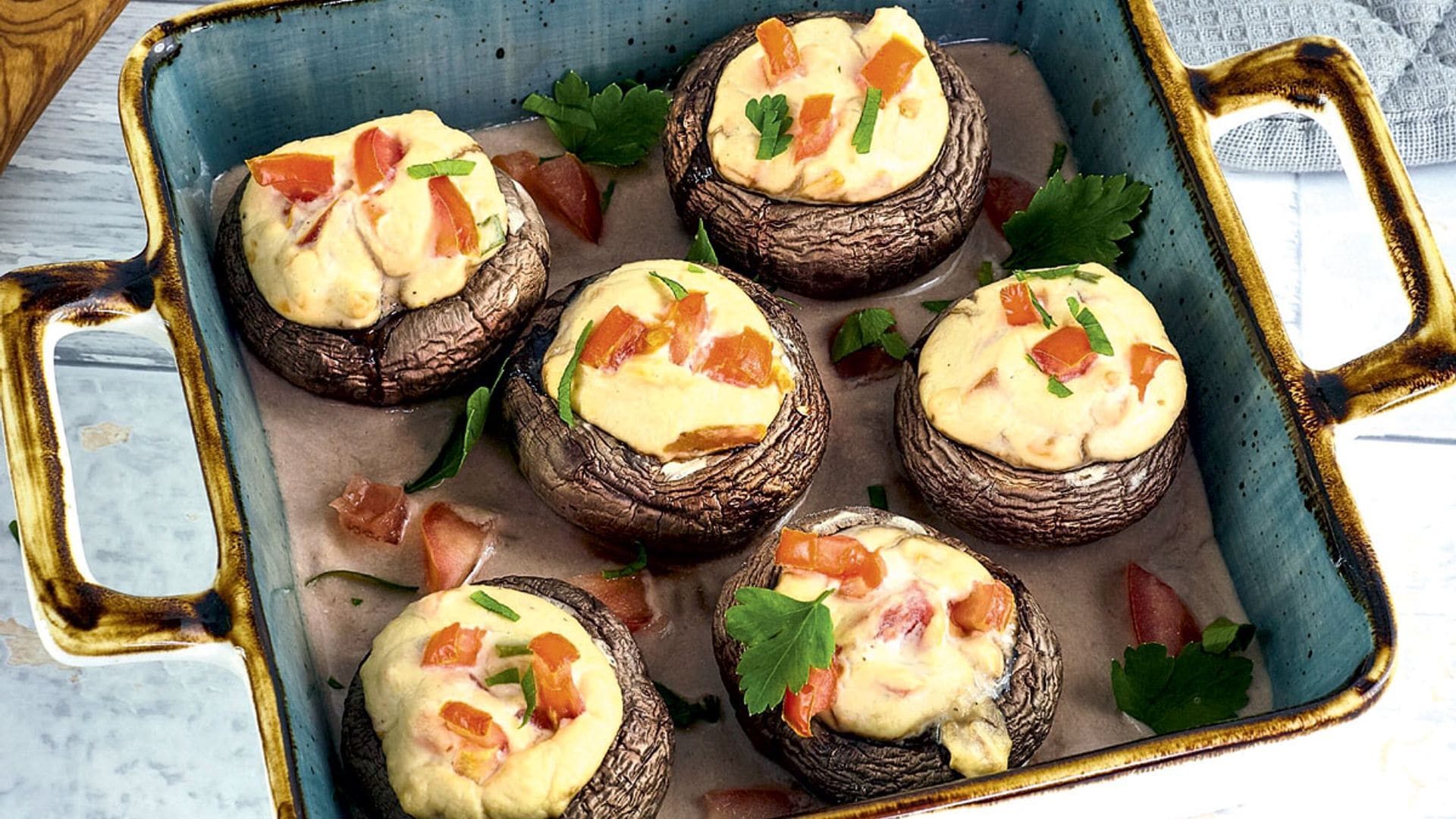 Champiñones Portobello con crema de almendras