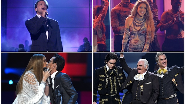 Luis Miguel, Shakira, Jennifer Lopez, Marc Anthony, Alex Fernández, Vicente Fernández y Alejandro Fernández en distintas ediciones del Latin GRAMMY.