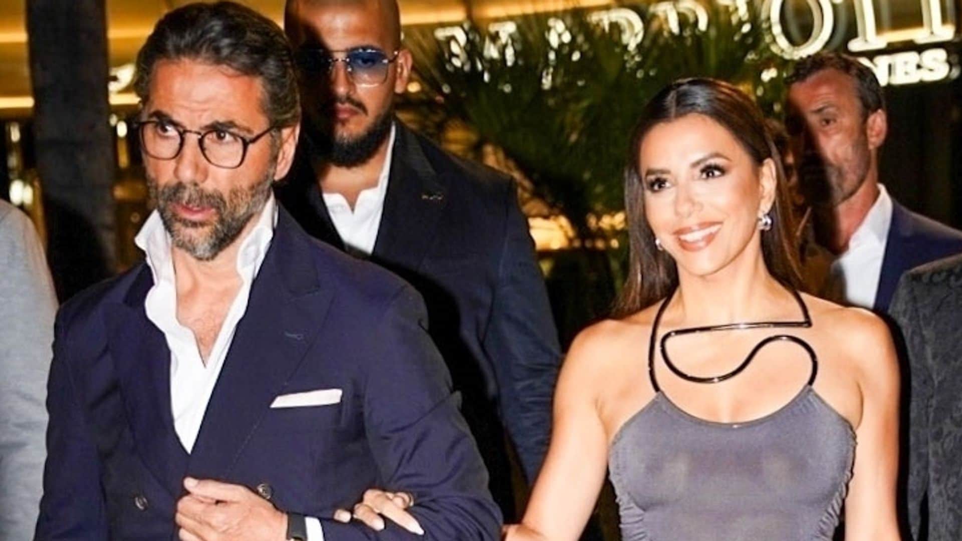 Eva Longoria acapara miradas en un vestido con transparencias junto a José Bastón