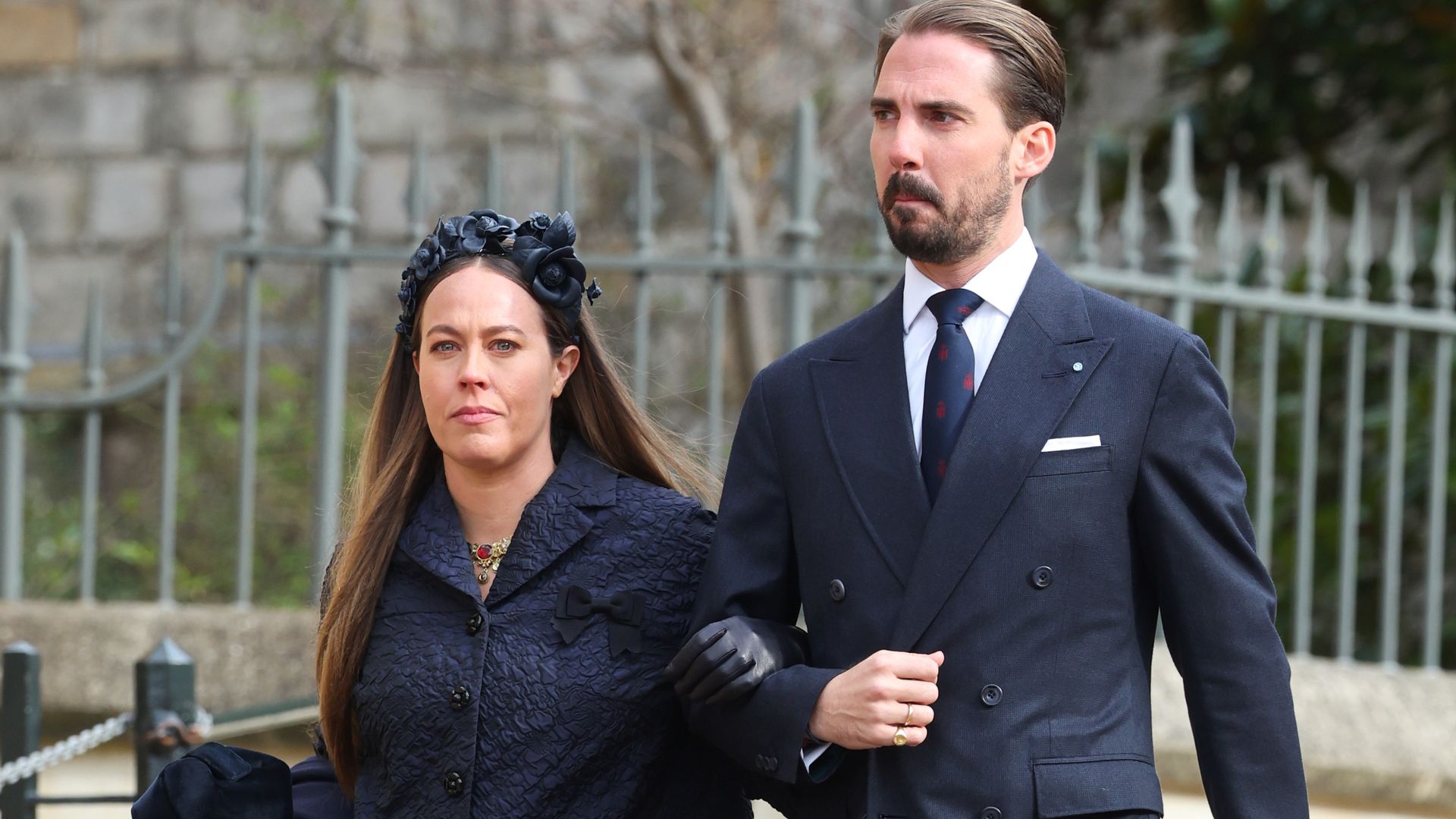 Philippos de Grecia y Nina Flohr en el funeral del rey Constantino en Windsor