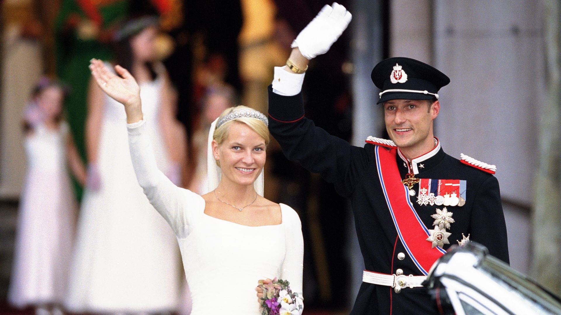 Mette-Marit de Noruega en su boda con el príncipe Haakon