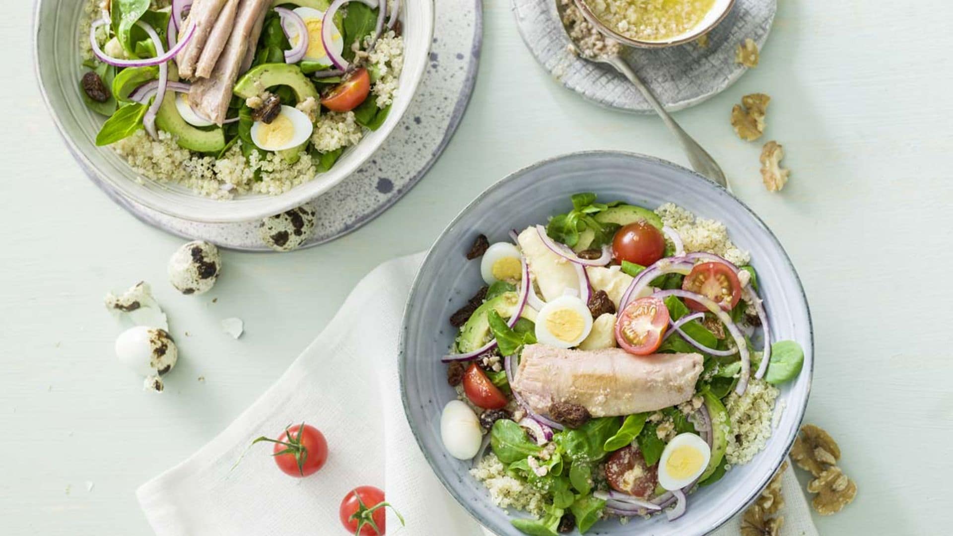 Ensalada de quinoa con espárragos blancos y ventresca de atún