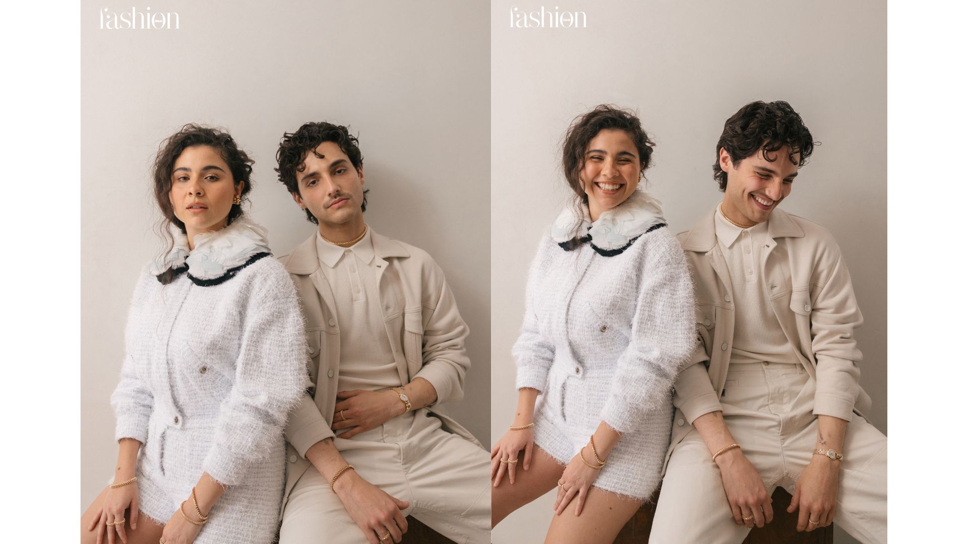 Nuestros protagonistas comparten el amor por la música y un estilo auténtico. Junto a estas líneas, Silvana luce un total look de Chanel y joyas de la colección «Clash» de Cartier, mientras que Humbe luce un conjunto completo de Dolce & Gabbana, acompañado de joyas y reloj “Panthère” de Cartier.