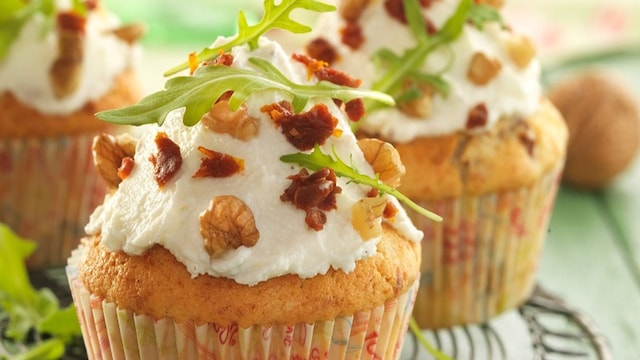 cupcakes tomates secos mozzarella rucula