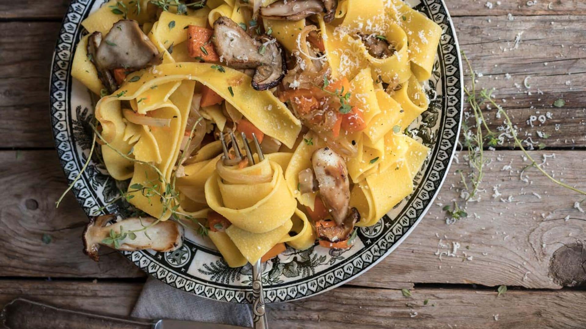 'Pappardelle' con boletus y calabaza