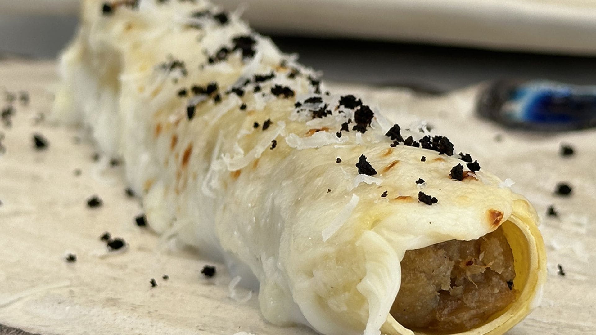 Canelón de setas con queso manchego D.O.P.