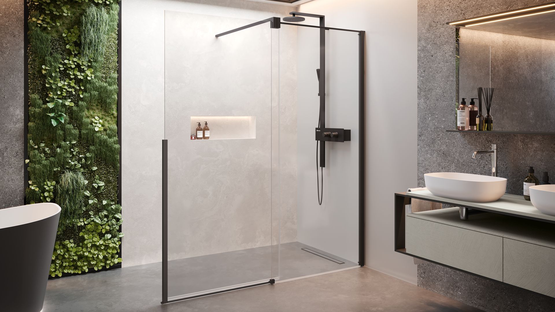 Baño con jardín vertical