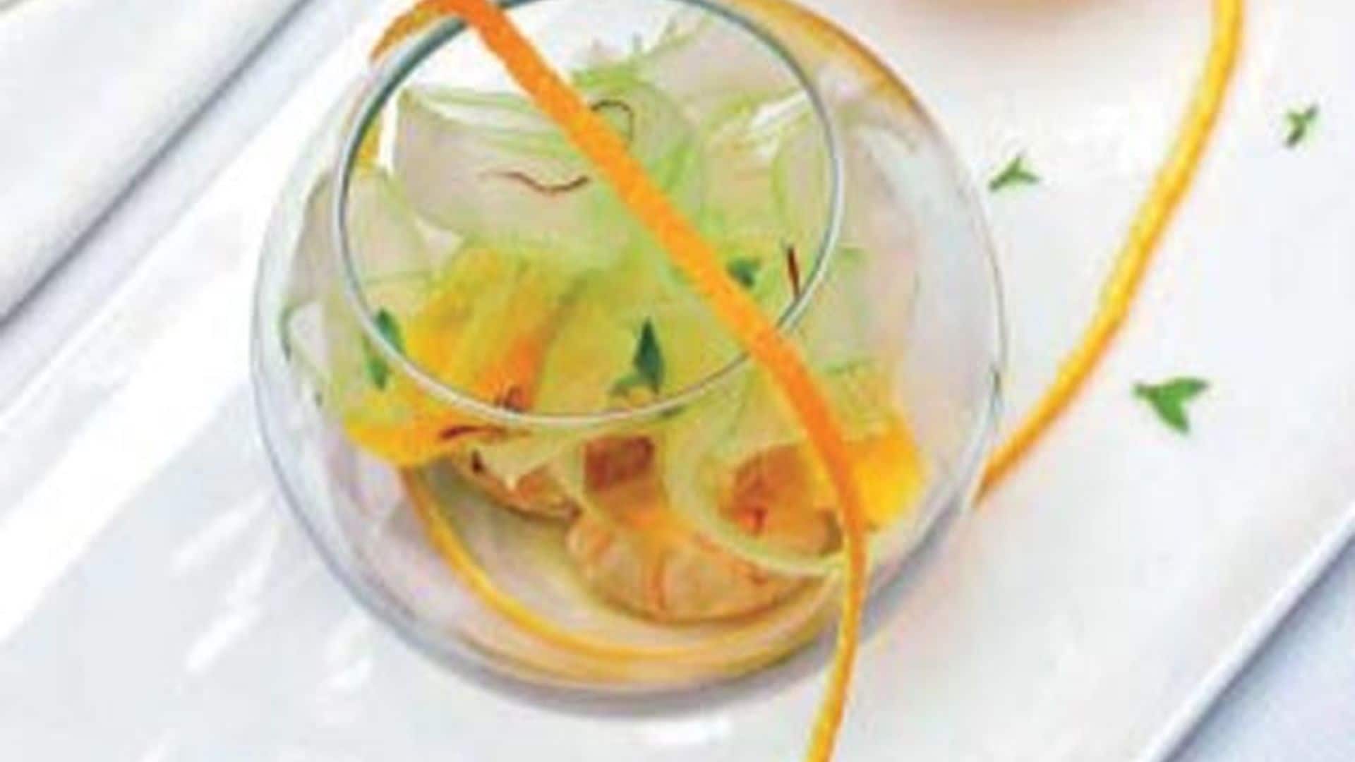 Ensalada de naranjas, apios y cigalas