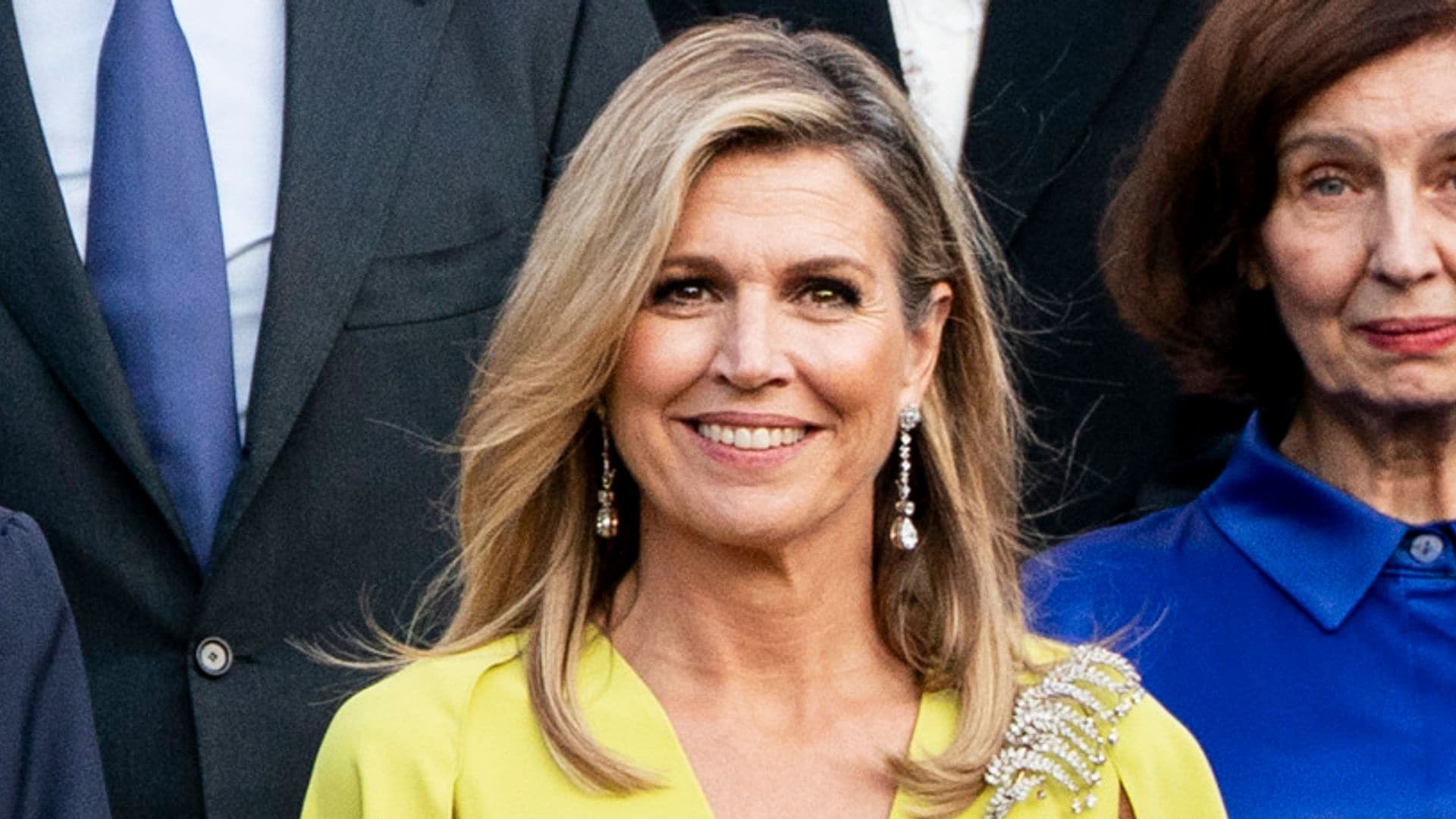 Máxima de Holanda, con mono verde lima y diamantes en la cena de gala por la cumbre de la OTAN