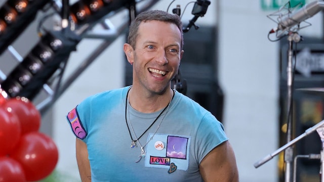 Chris Martin of Coldplay performs on NBC's "Today" at Rockefeller Plaza on October 08, 2024 in New York City. (Photo by Marleen Moise/Getty Images)
