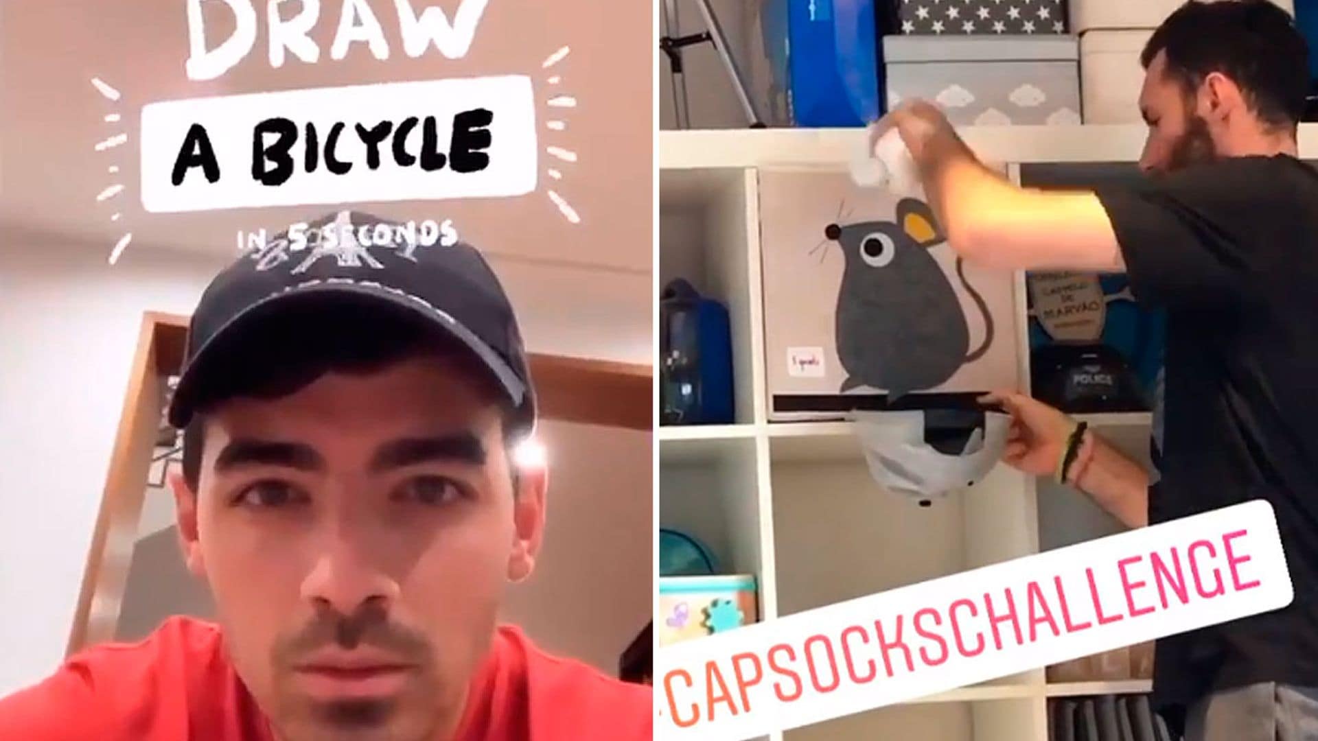 De encestar calcetines en una gorra a dibujar con la nariz, los retos de las 'celebrities' que puedes hacer en casa