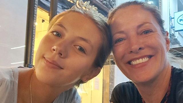 Andrea Noli y su hija Valentina en Madrid