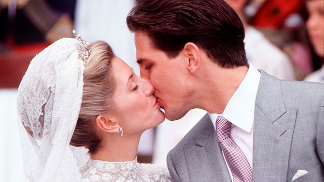 Marie-Chantal en su boda con Pablo de Grecia