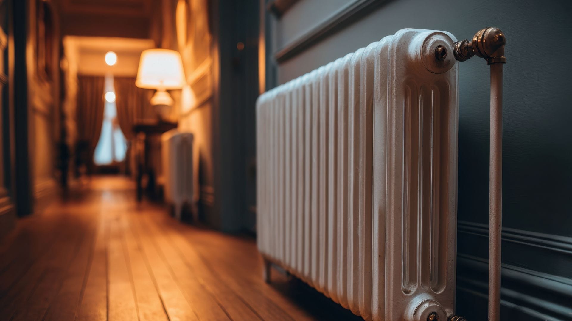 Un radiador en el pasillo de una casa