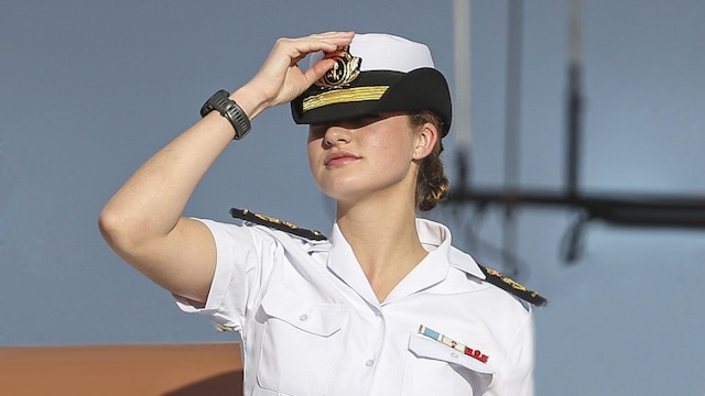 Princess Leonor de Borbon leaving Las Palmas de Gran Canarias on board Juan Sebastian Elcano in Las Palmas on Thursday, 23 January 2025.