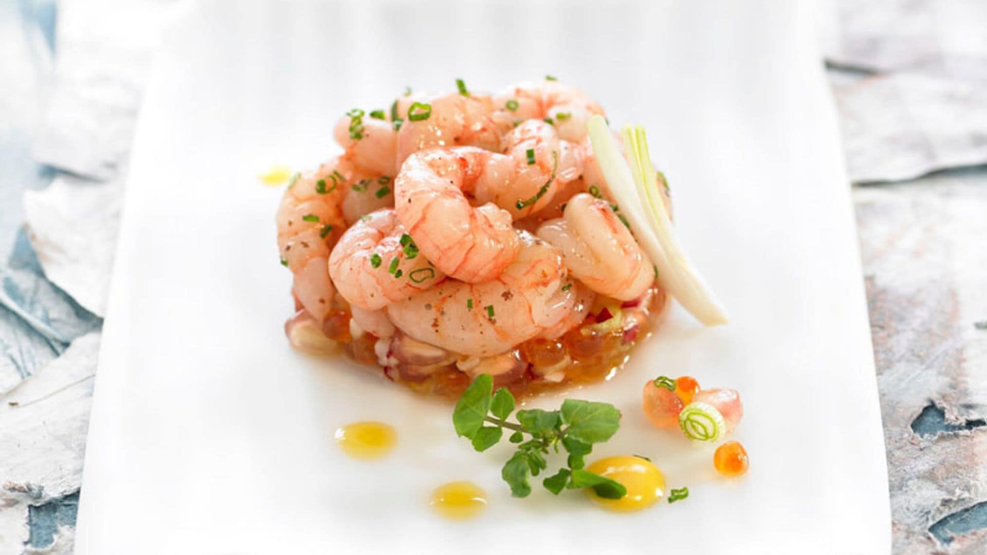 Tartar picante de gambas con mostaza