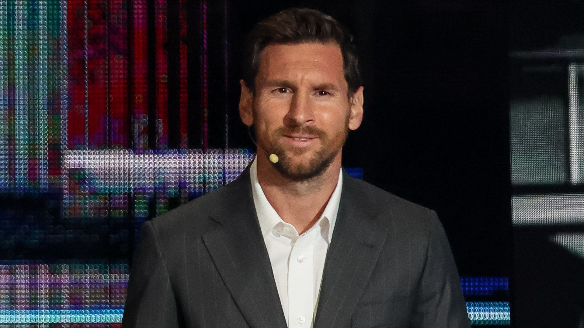 MIAMI, FLORIDA - NOVEMBER 05: Lionel Messi speaks onstage during day 1 of the America Business Forum at Kaseya Center on November 05, 2025 in Miami, Florida. (Photo by Alexander Tamargo/Getty Images for America Business Forum)