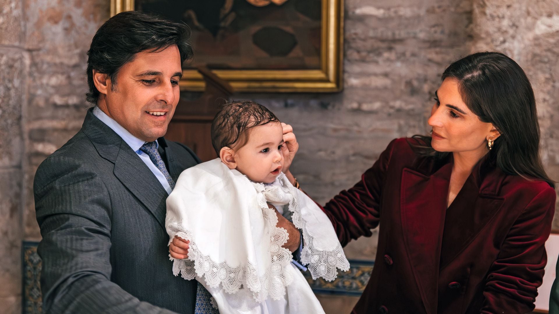 Francisco Rivera y Lourdes Montes en el bautizo de Nicolás