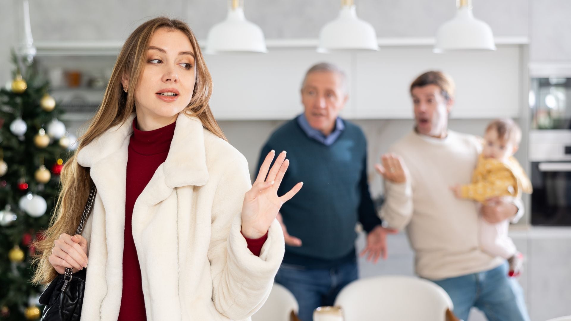 Discusión familiar en Navidad