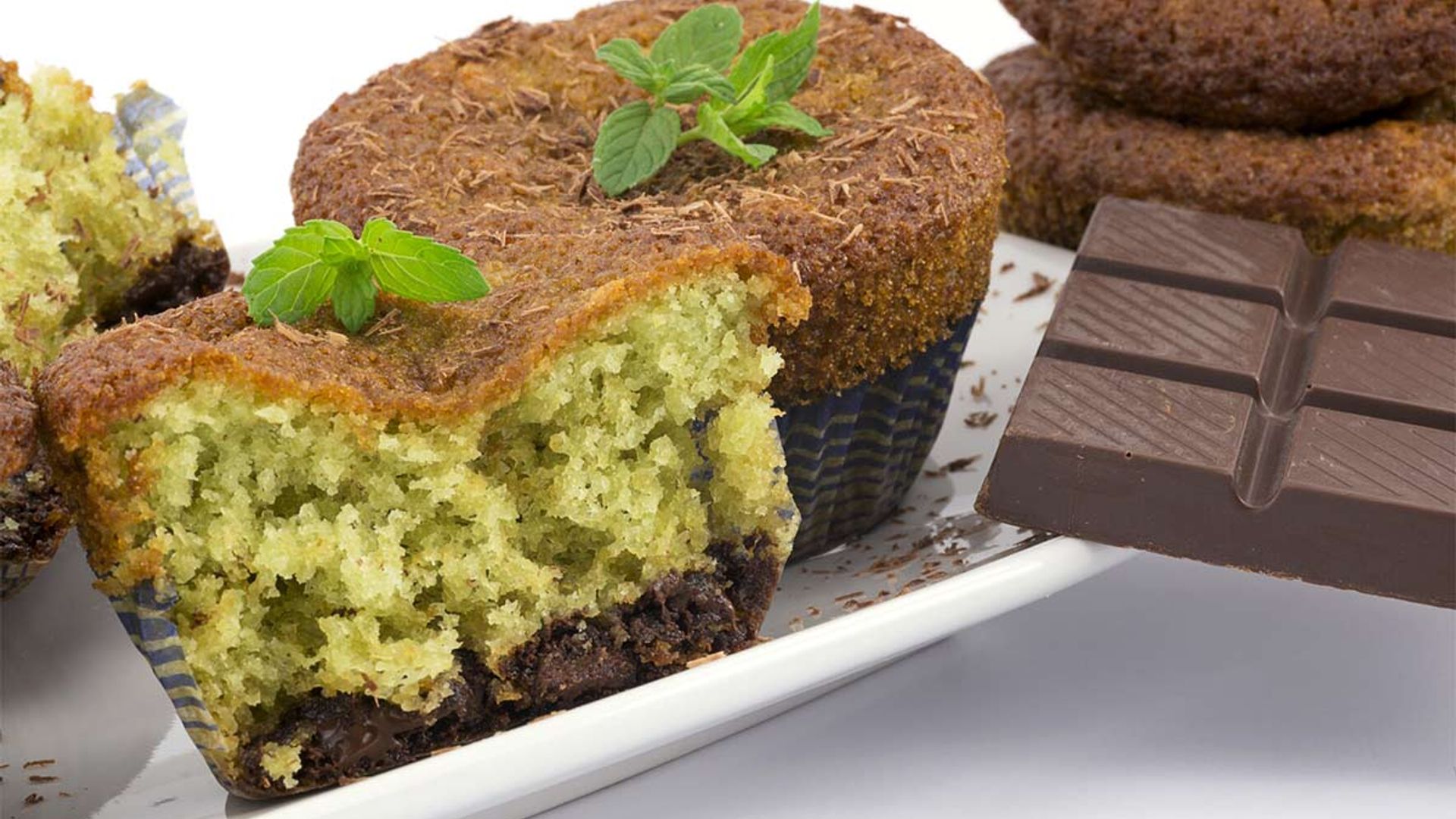 Magdalenas de menta y chocolate