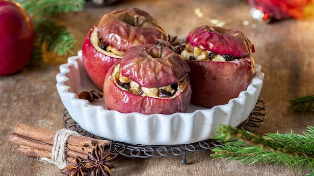 manzanas asadas con pasas y frutos secos