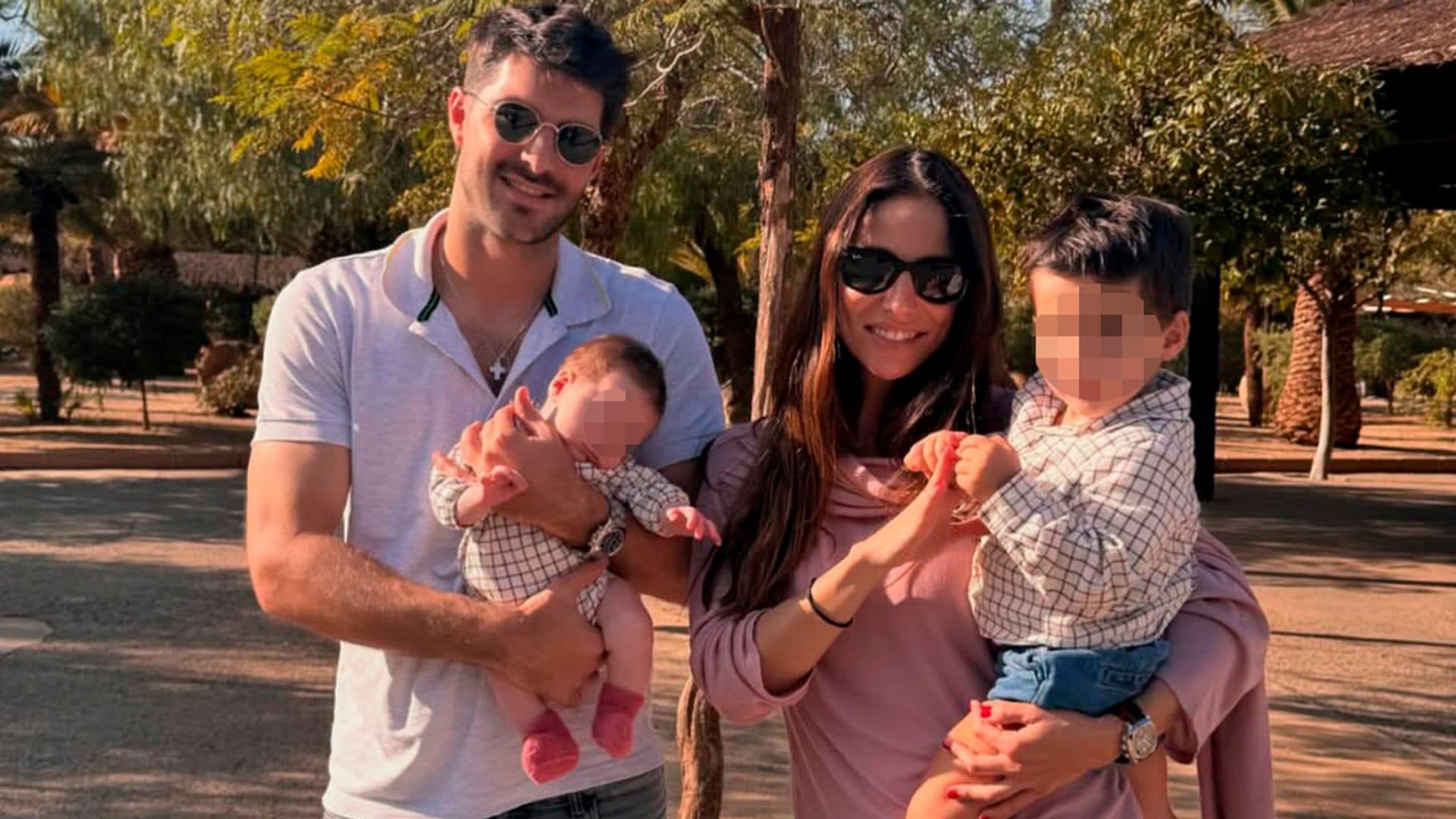 Lucía Villalón, orgullosa junto a sus hijos en la presentación de Gonzalo Melero con el Leganés