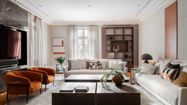Salón de estilo contemporáneo diseñado por Marisa Gallo