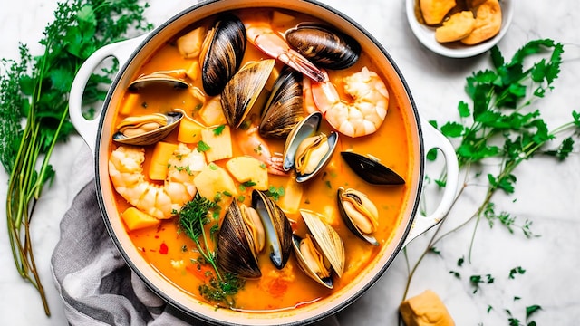 Guiso de patata y marisco
